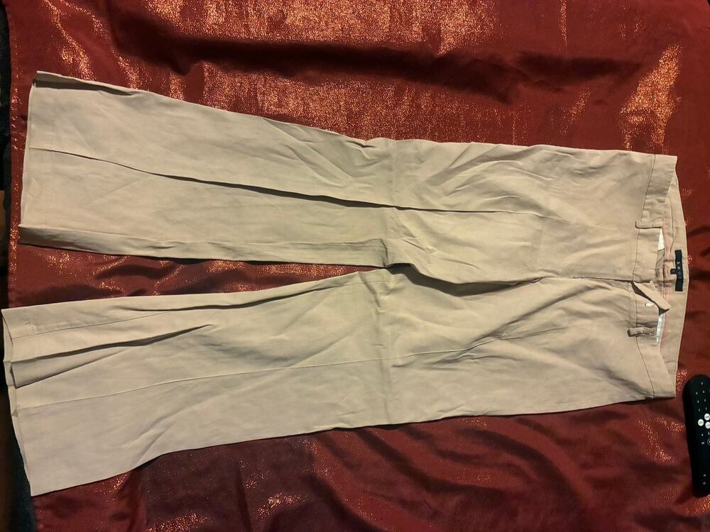 Theory Pants Womens 8 Beige Straight Leg Dress Slacks Flat Front Work Office